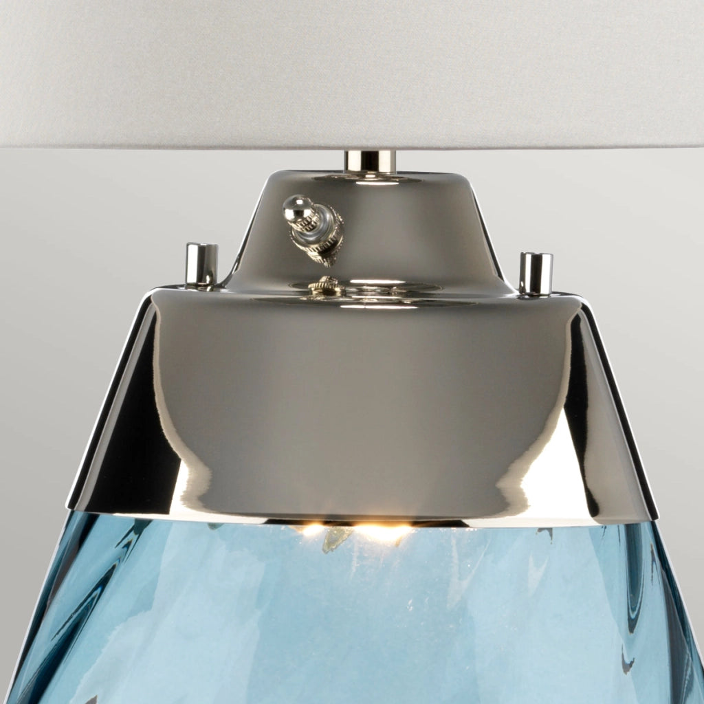 Lampada da tavolo Lena vetro blu paralume bianco Elstead
