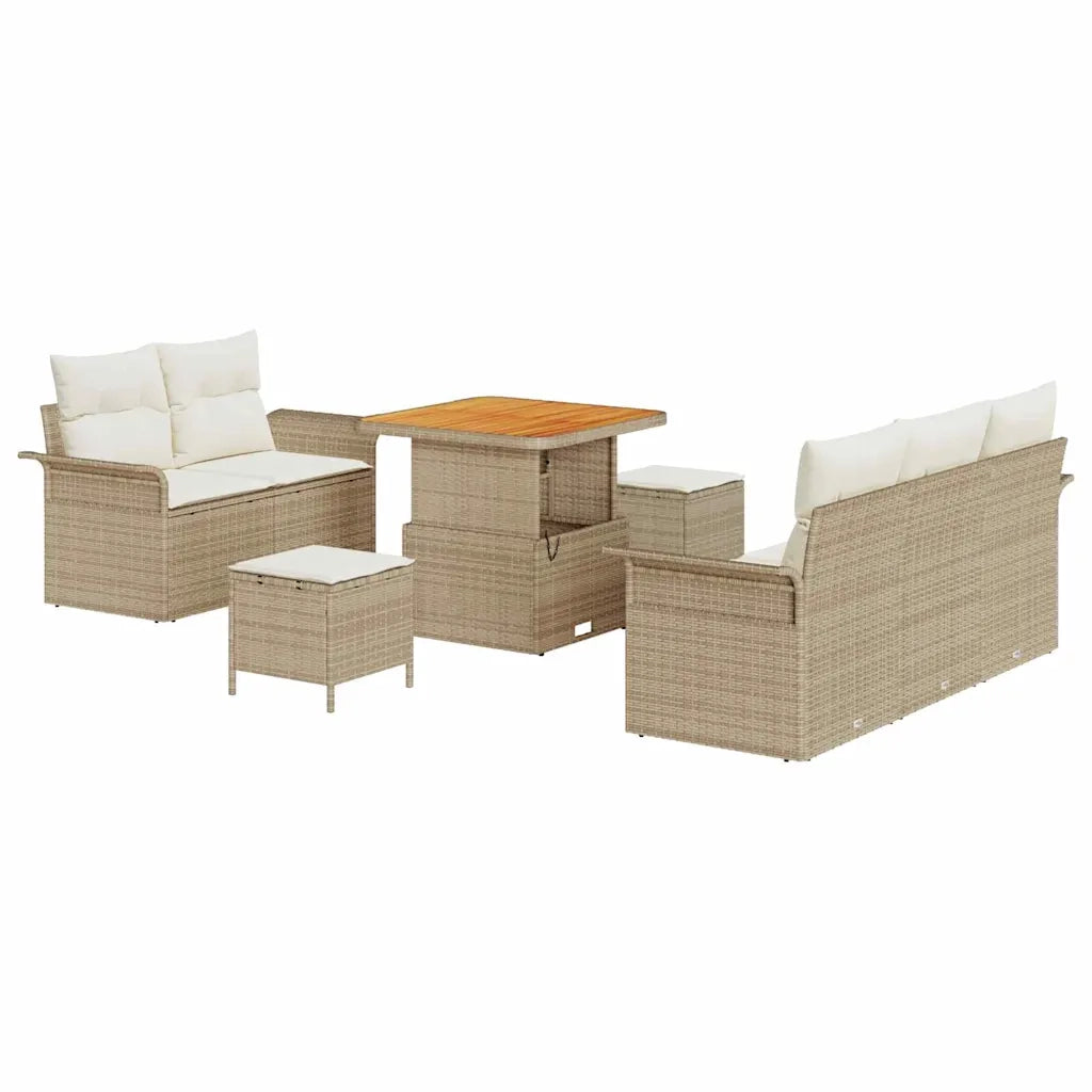 Set Divano da Giardino con cuscino 8 pcs Beige polyrattan 3362076