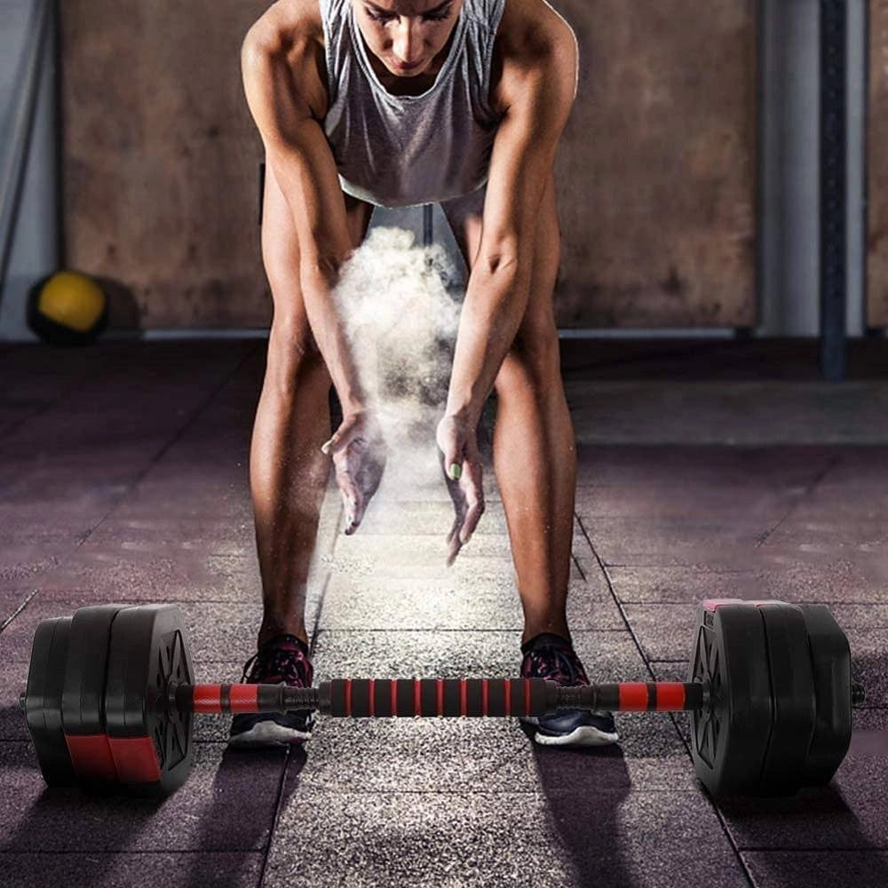 Trade Shop - Set Manubri Bilanciere Con Biella Regolabili 30kg Allenamento Corpo Palestra Casa -