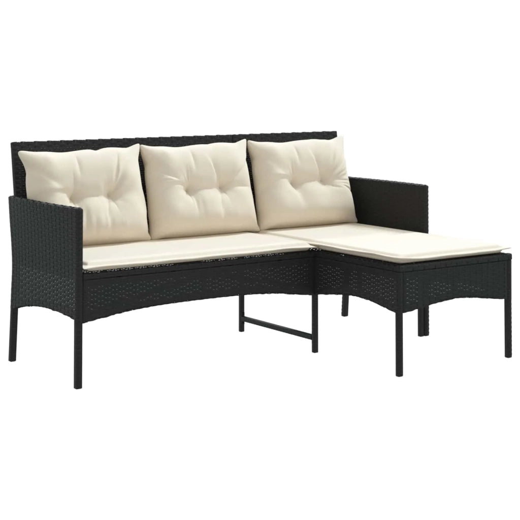 Set Divano da Giardino 2 pcs Nero e Crema polyrattan 4103803