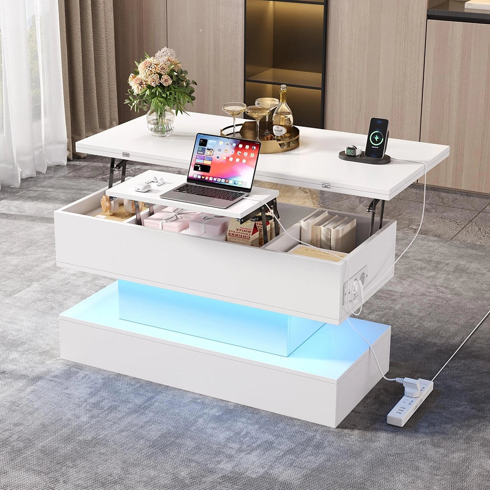 Tavolino con prese - Xylo - 100x50cm USB/USB-C regolabile