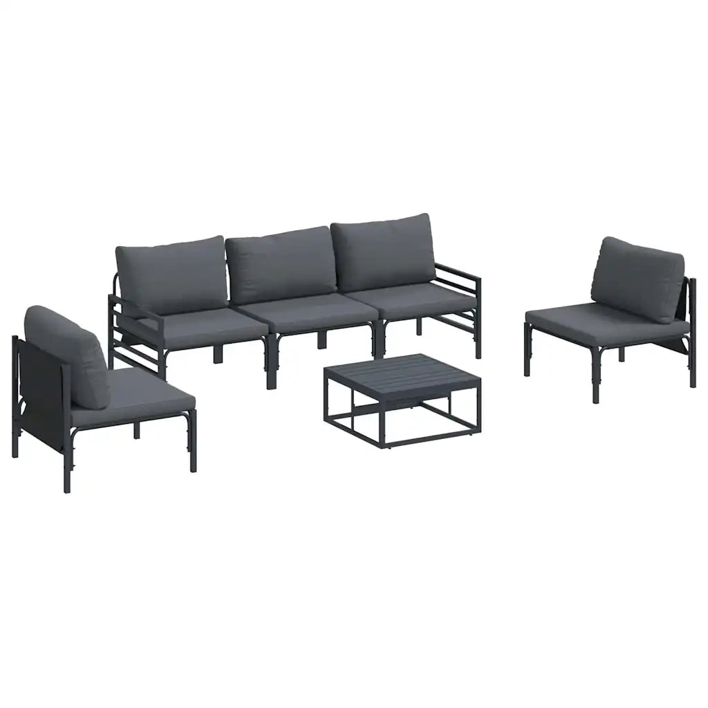 Set Divano da Giardino con cuscino 6 pcs Nero Acciaio