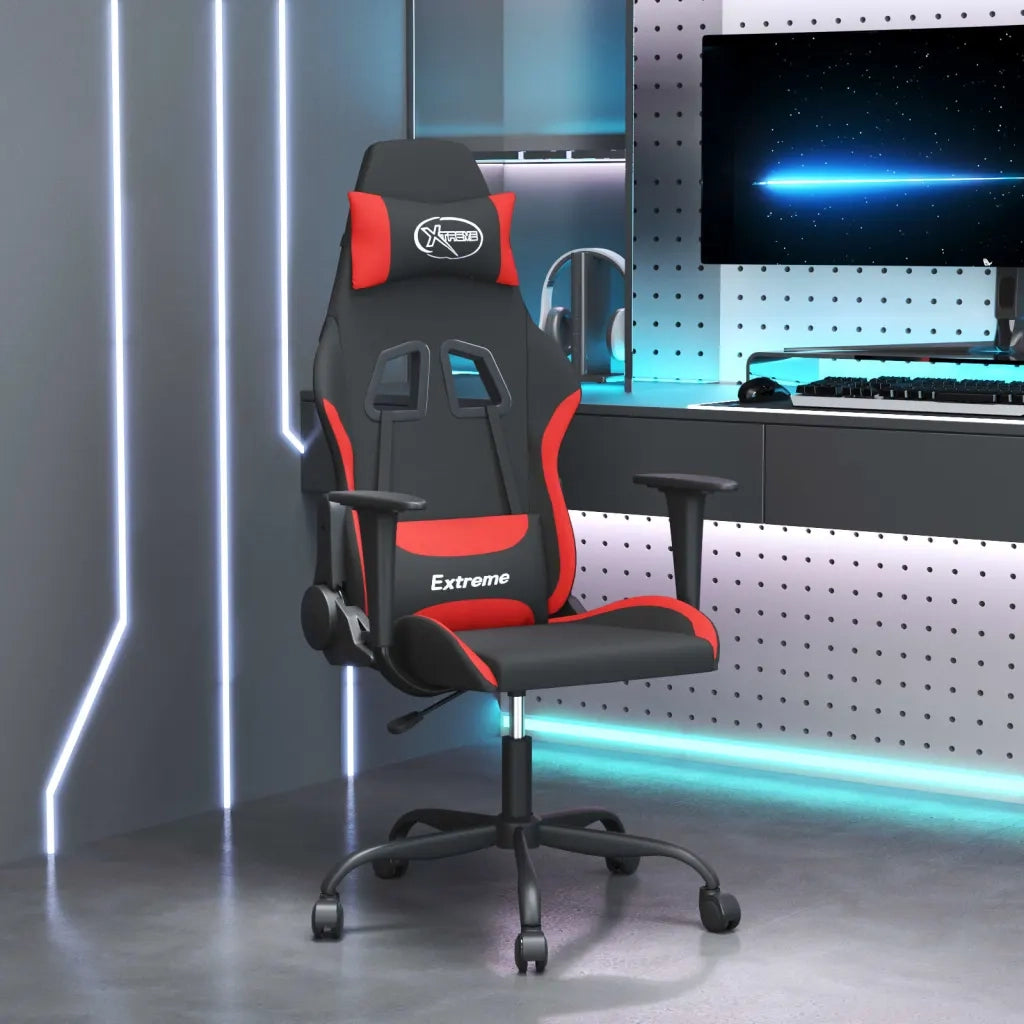 Sedia da Gaming Rosso e Nero in Tessuto 3143720