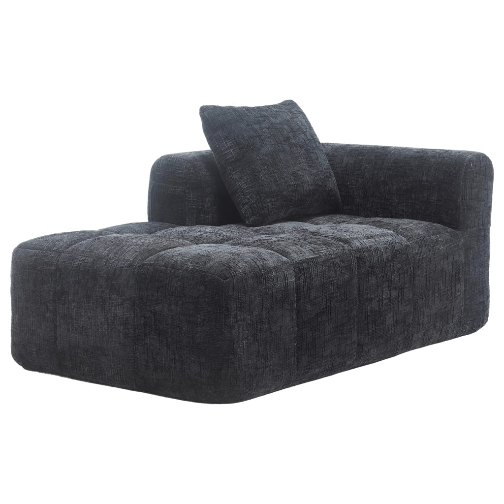 Chaise Longue Divano con Cuscini ¨C MINIMAL ¨C Nero, Tasche Laterali