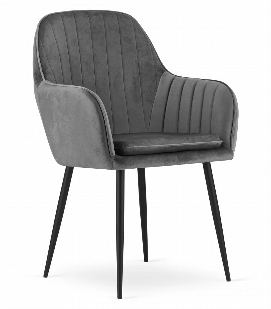 Sedia VALORA LUGO - Velluto grigio scuro con gambe nere