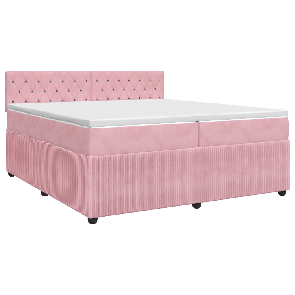 Letto box spring con materasso Rosa 200 x 200 cm Velluto 3451744