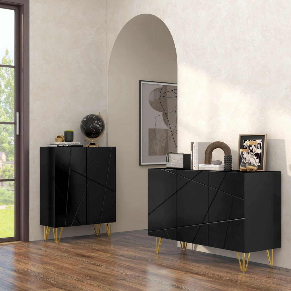 Credenza con 3 ante e ripiani regolabili ¨C Xylo ¨C Nero 120x40x75 cm