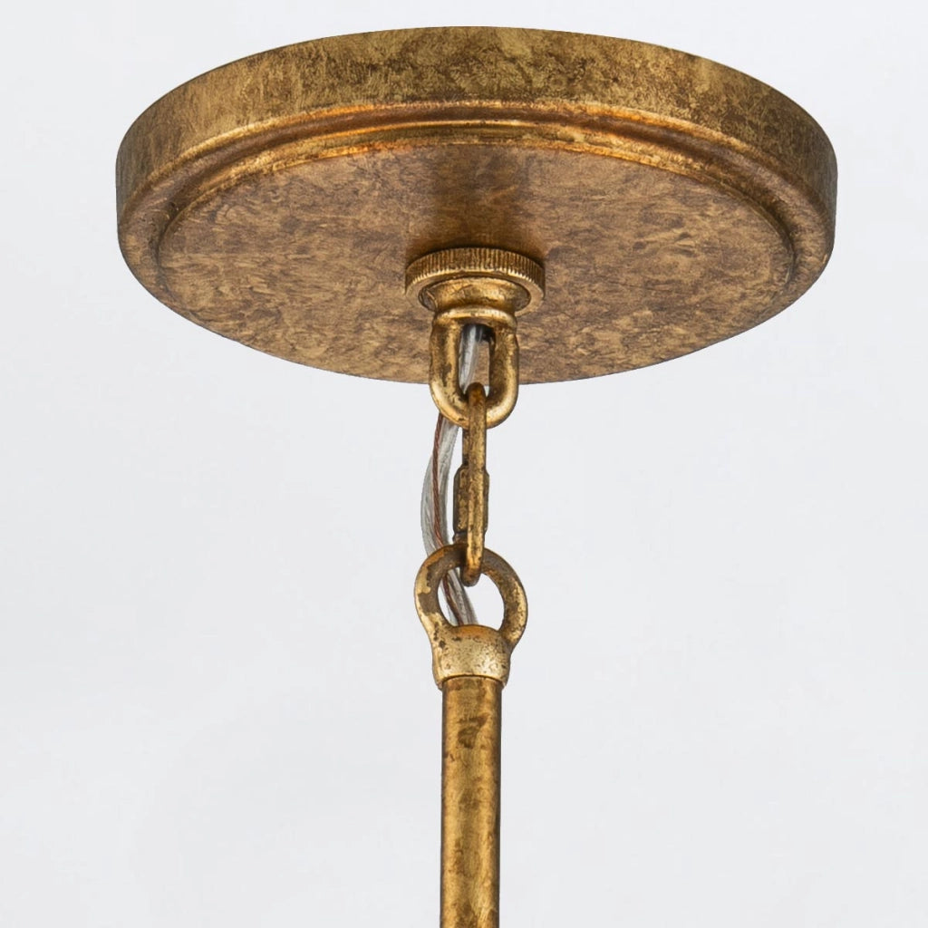 Lampadario Art Déco oro Ø84 4xE27 opale Kristy Elstead