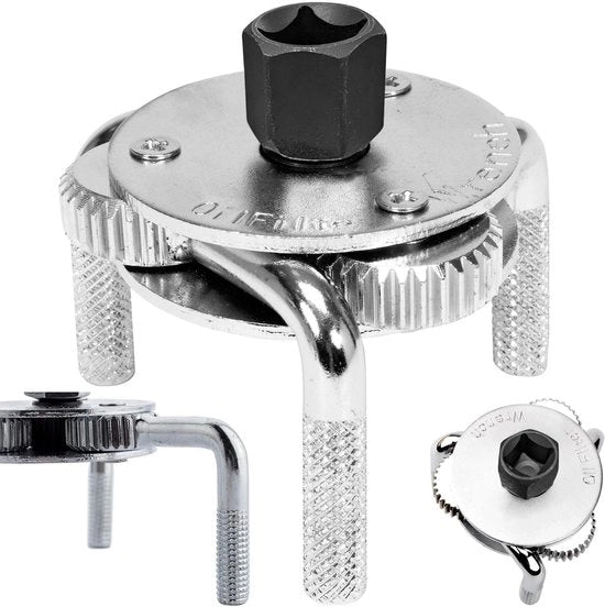 Chiave filtro olio universale a 3 braccia - adatto per filtro olio Ø 70-125mm - attrezzo per auto e camion - caratteristica principale: controllare la compatibilità