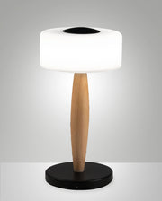 Lampada da tavolo Elea LED 8W 860lm 3000K, Struttura in metallo, legno e vetro soffiato con regolazione luce al tocco, Colore Nero - Elea