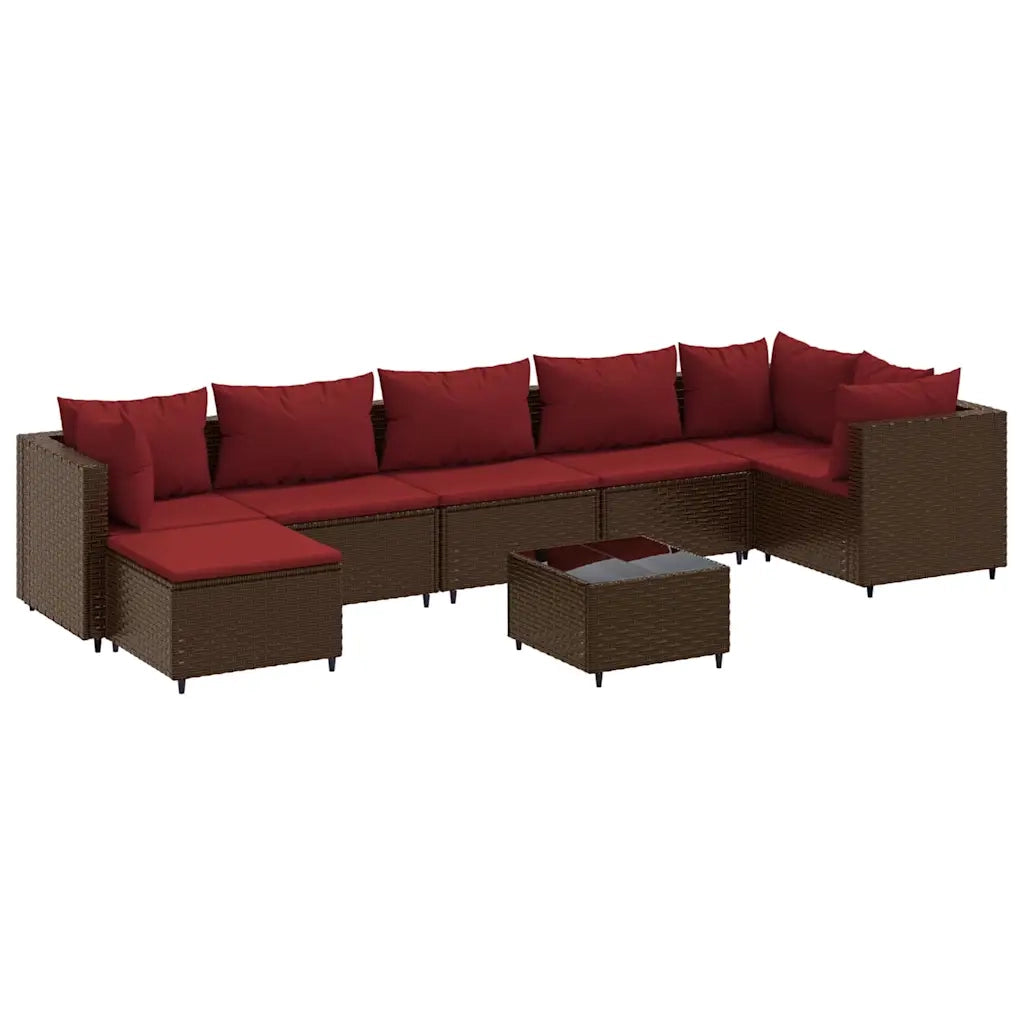 Set Divani da Giardino 8 pz con Cuscini in Polyrattan Marrone 3308237