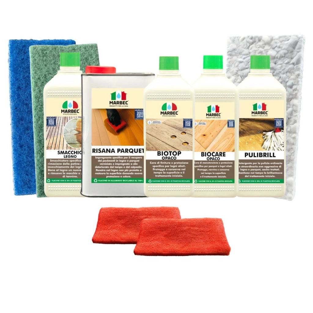 KIT RESTAURA LEGNO VERNICIATO OPACO Set Restauro ravviva e protegge parquet verniciato opaco