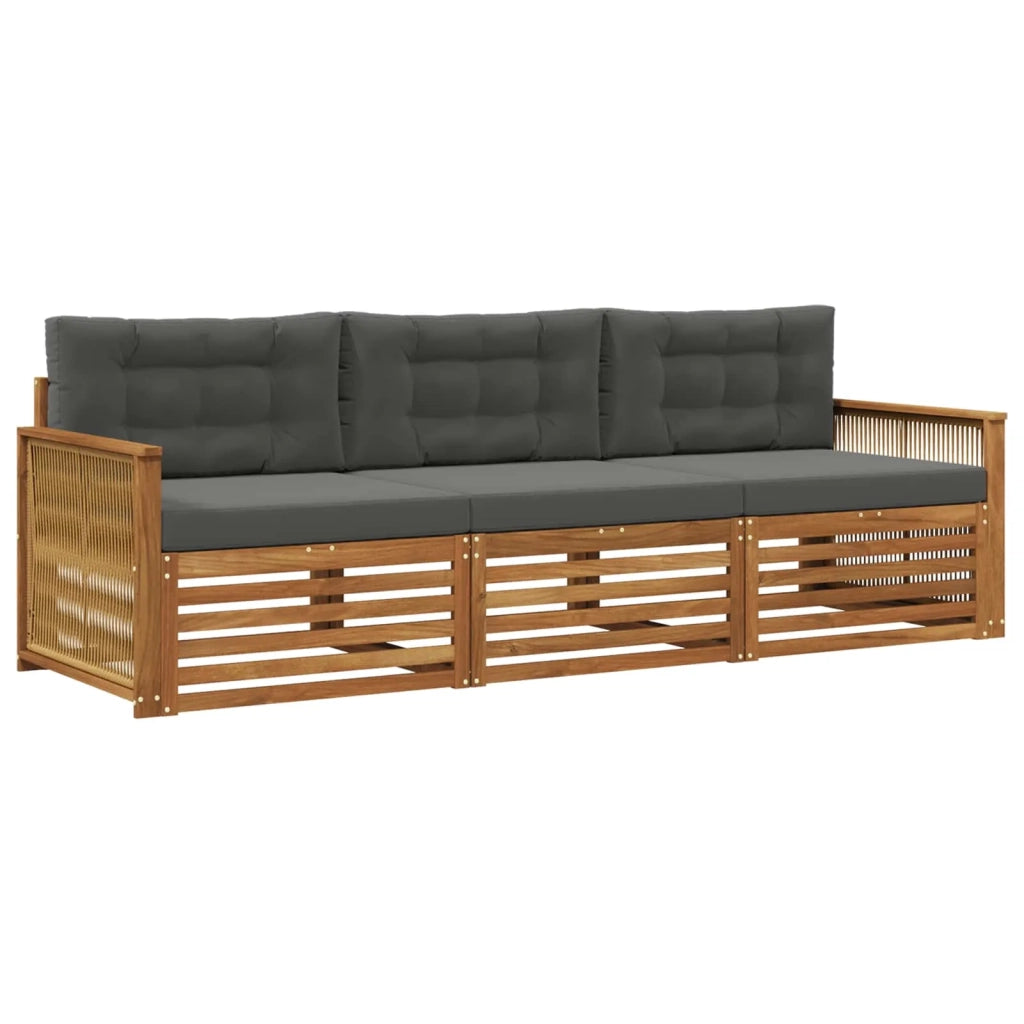 Set di divani da esterno con cuscino 3 pcs Naturale e Antracite 3382970