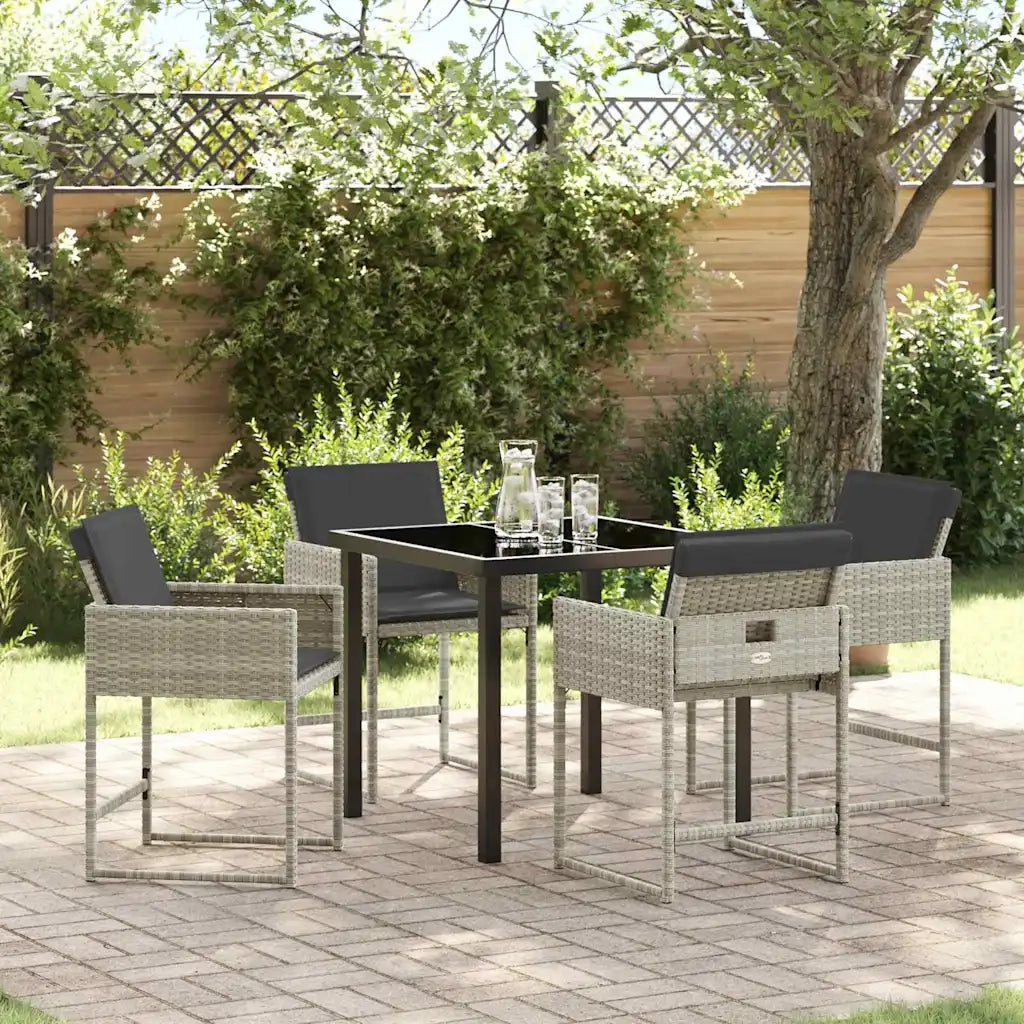 Set da Pranzo per Giardino 5 pcs Grigio chiaro polyrattan