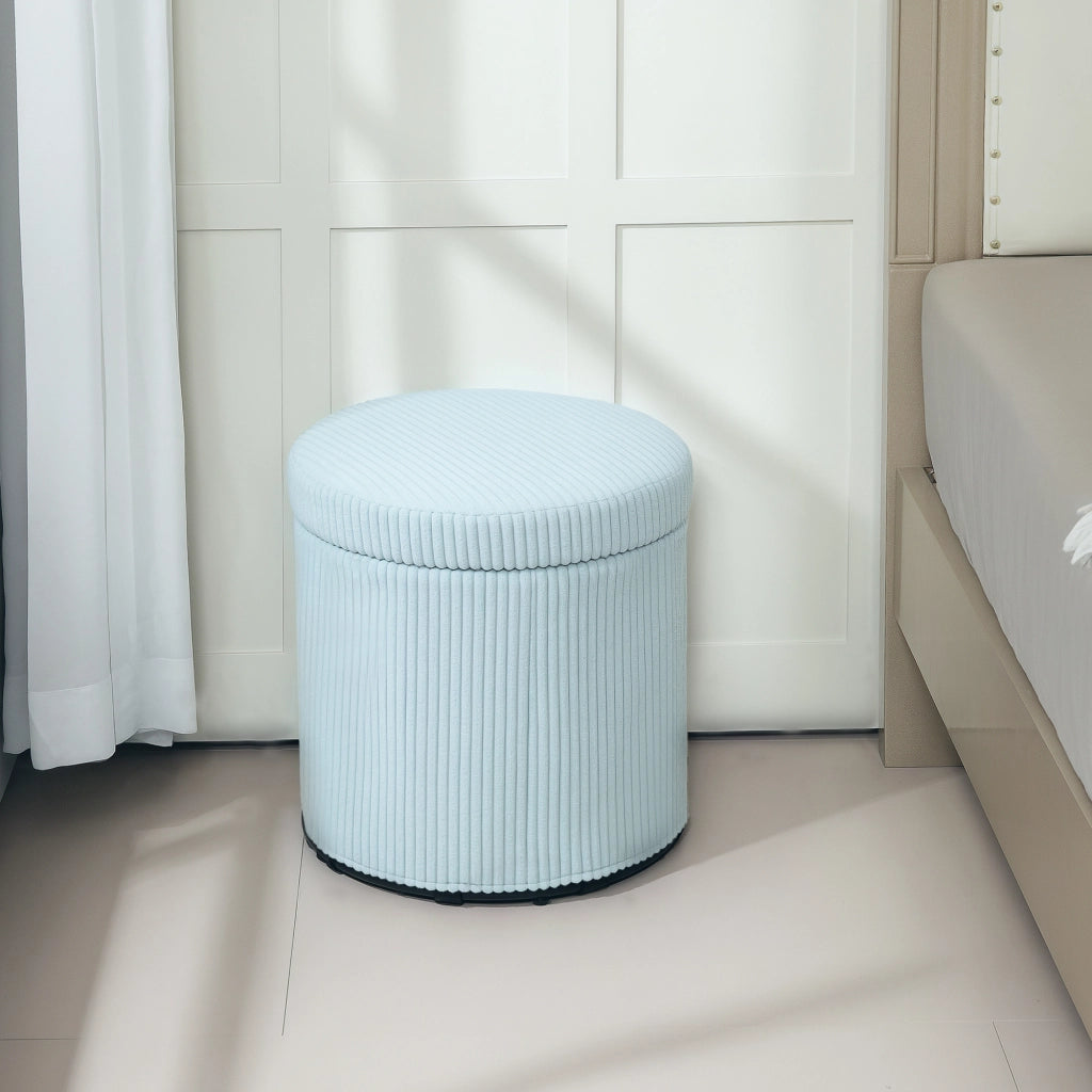 Pouf contenitore rotondo ¨C Xylo ¨C Velluto blu chiaro ?40x41cm