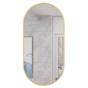 Specchio ovale da parete moderno con cornice dorata