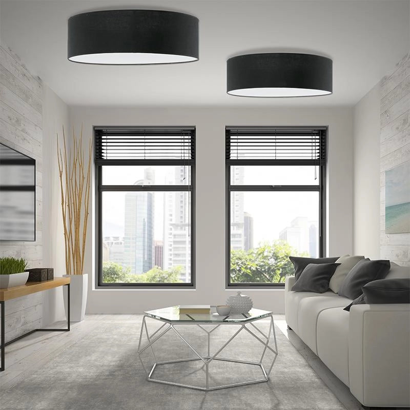 Plafoniera Lampex Iglo 40 cm nera tessuto 3xE27 IP20