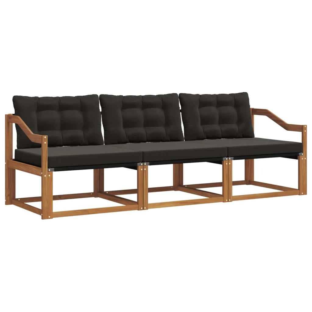 Set di divani da esterno con cuscino 3 pcs Naturale e Nero 3369155