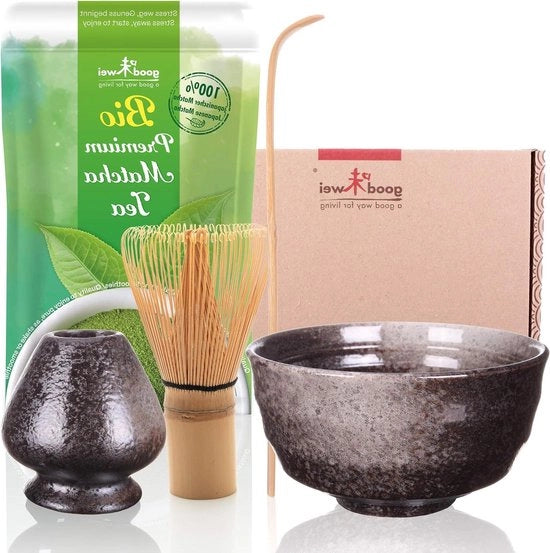 Set per la preparazione del tè matcha - Scodella per tè matcha - Martelletto per matcha e supporto per chasen - Gomma.
