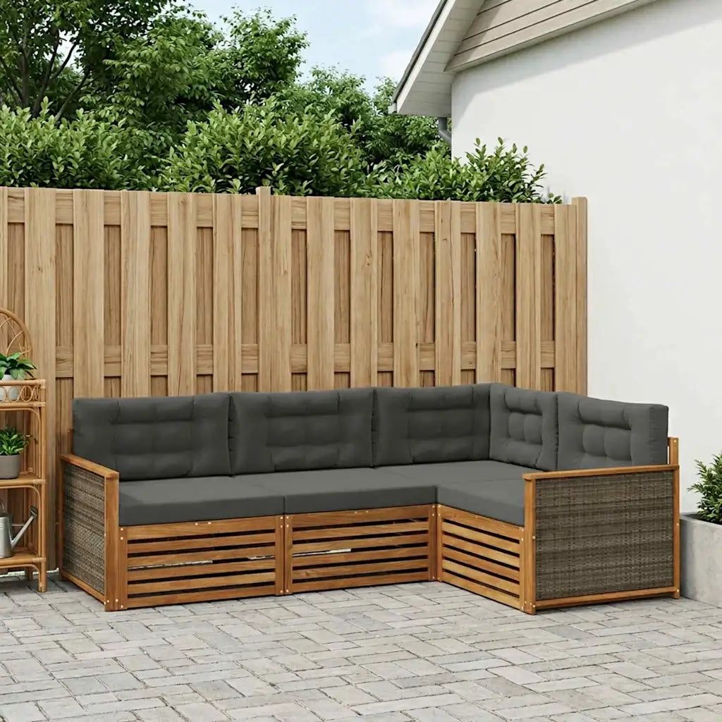 Set di divani da esterno con cuscino 4 pcs Naturale e Antracite 3383290