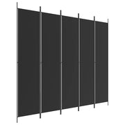 Divisorio 5 Pannelli-Set di 5 pannelli Paravento Nero 250x220 cm Tessuto