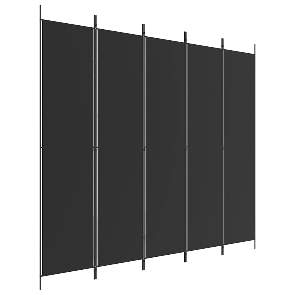 Divisorio 5 Pannelli-Set di 5 pannelli Paravento Nero 250x220 cm Tessuto