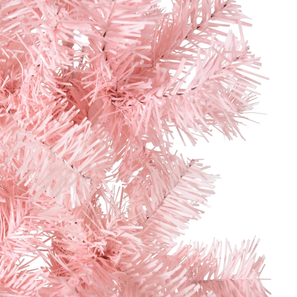 Albero Natale Artificiale Sottile a Metà e Supporto Rosa 120 cm 344569