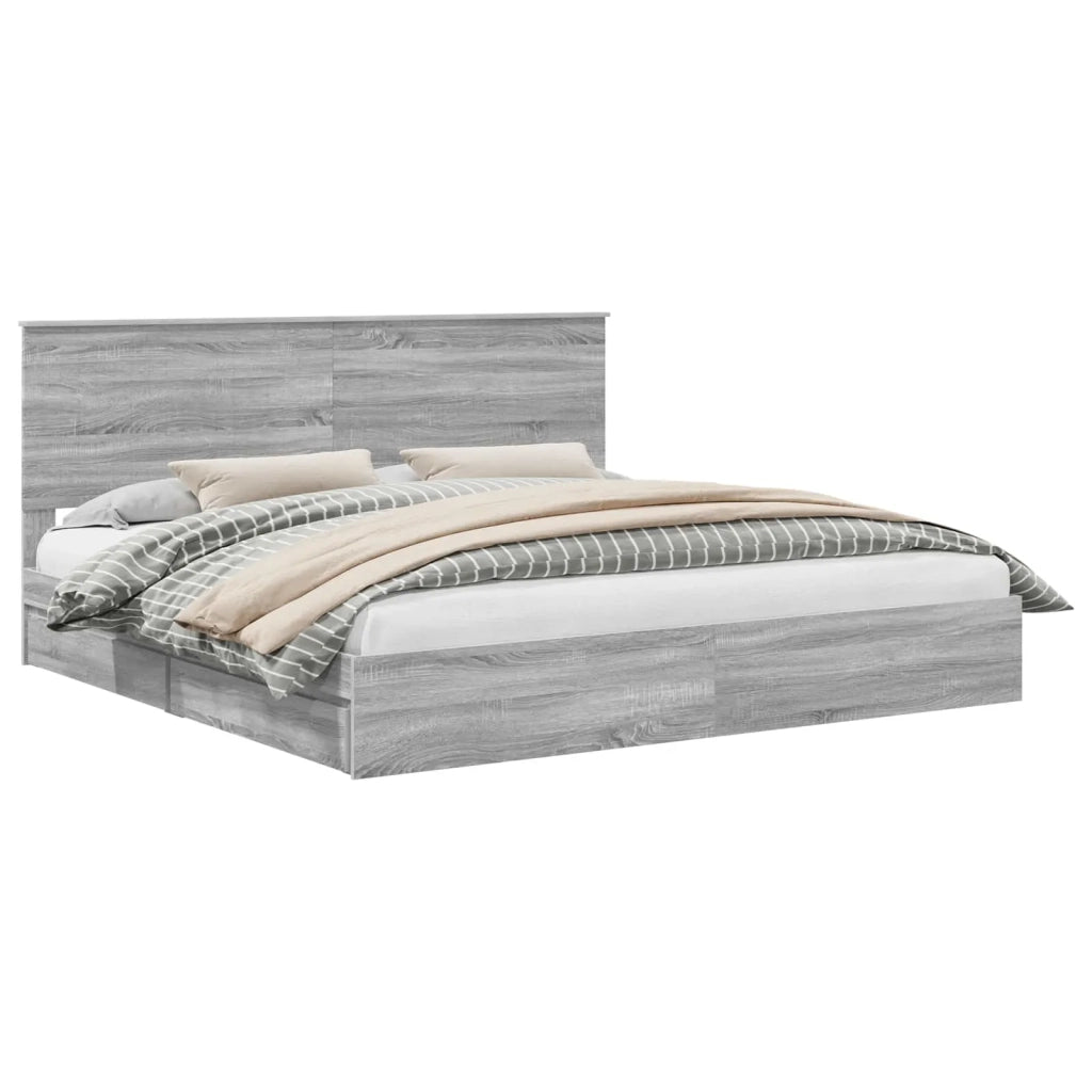 Letto con Contenitore con testiera Grigio Sonoma 200 x 200 cm 3411178