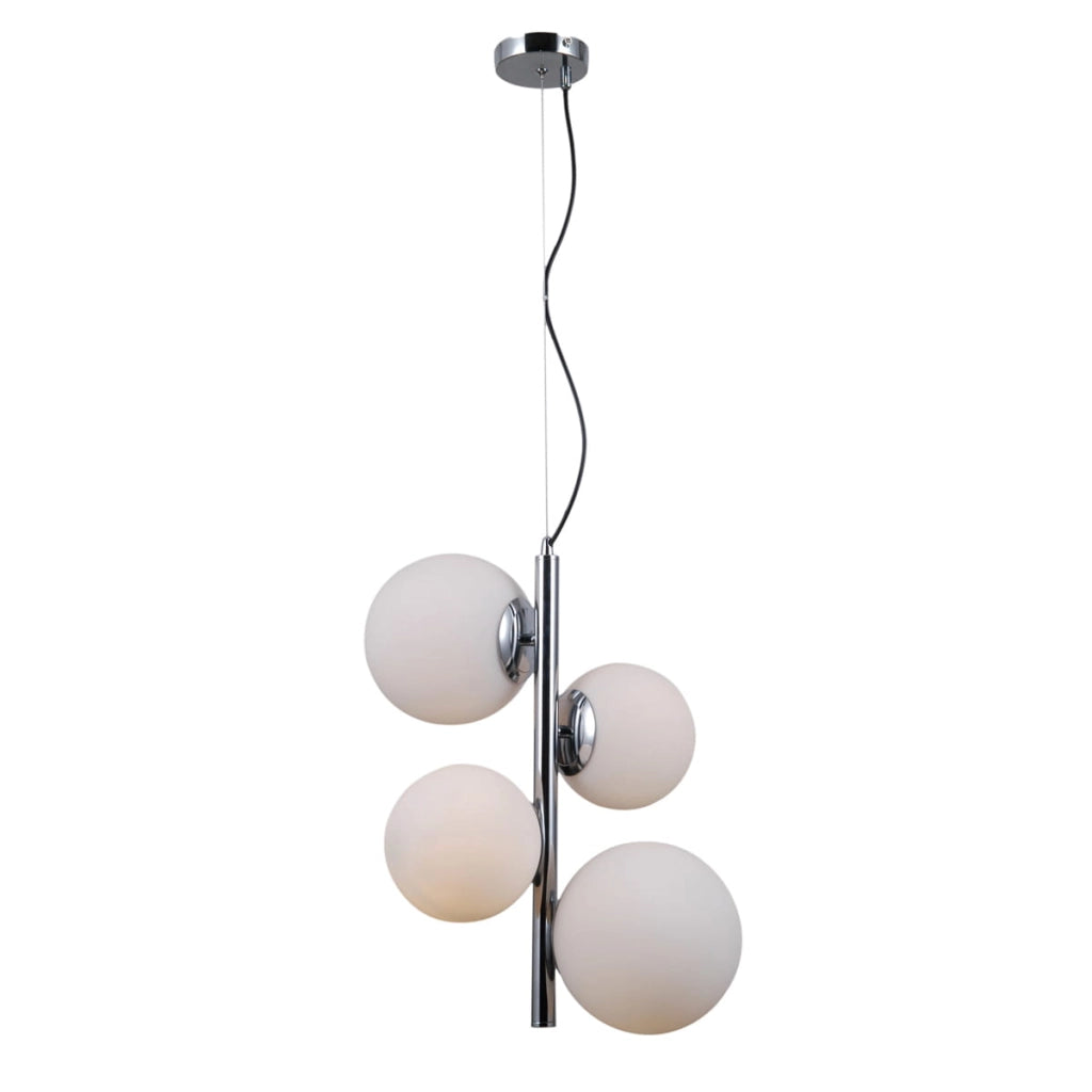 Lampadario Italux Riga moderno 4 luci cromo/bianco