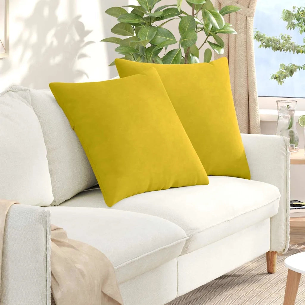 Cuscini da Divano 2 pcs Giallo 60 x 60 cm Tessuto in Cords 42014021