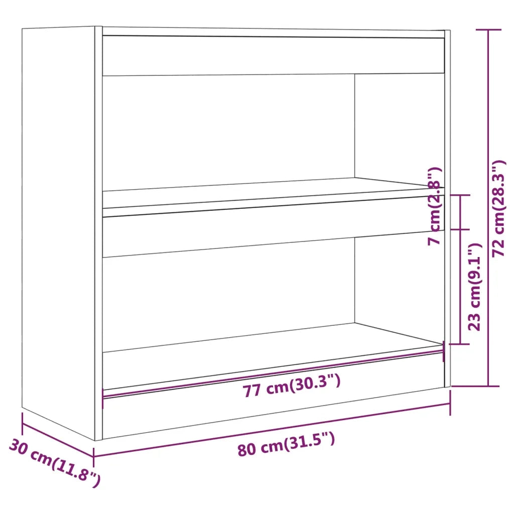 Libreria Divisorio-Scaffale per Libri-Mobile di Stoccaggio Bianco 80x30x72 cm