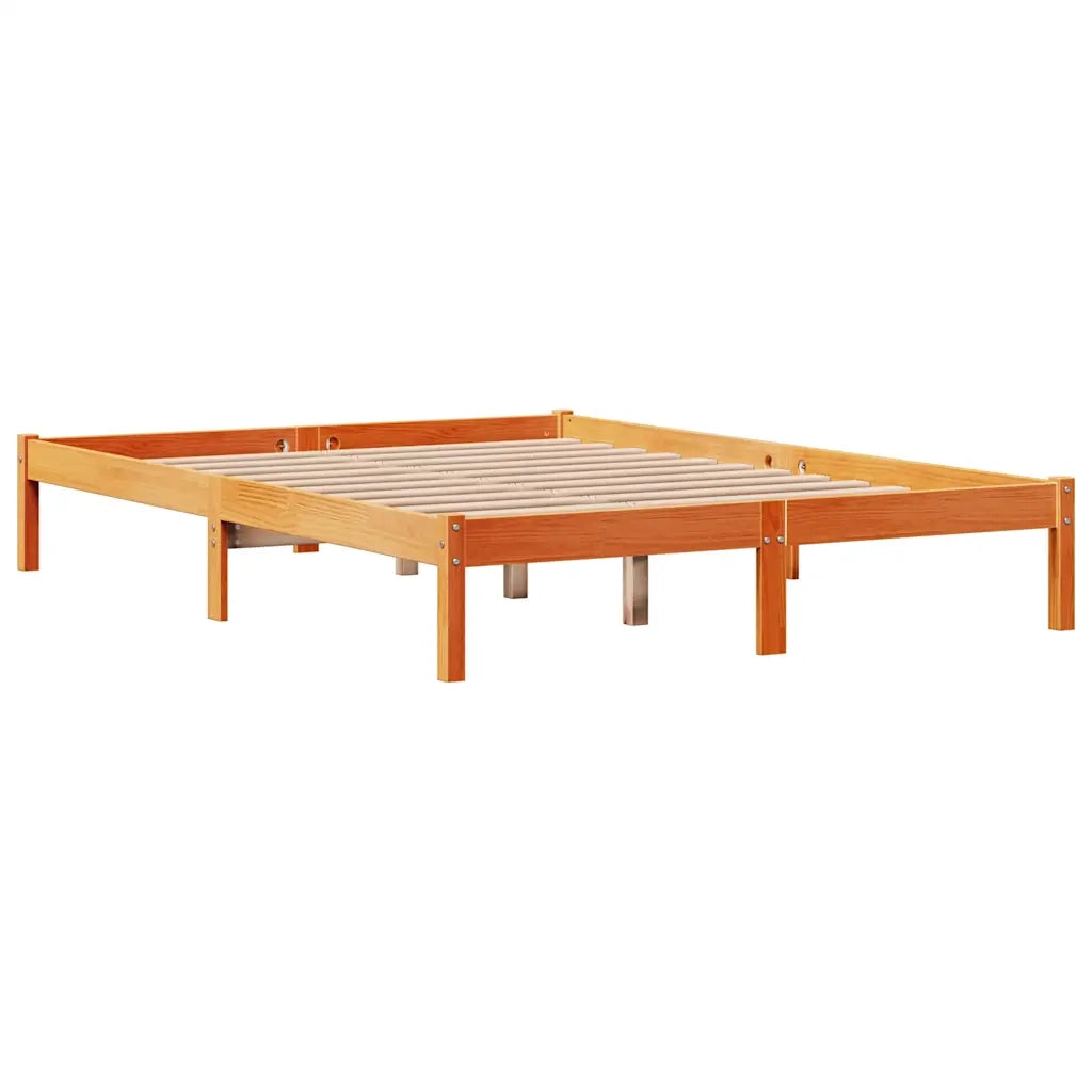 Giroletto con Testiera Marrone Cera 140x200 cm Massello Pino 3306559