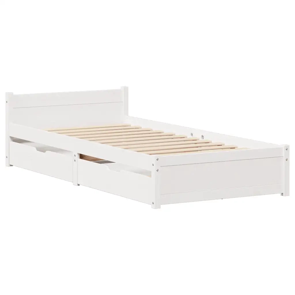 Letto singolo | Letto per adulti | Letto senza Materasso Bianco 90x190 cm in Legno Massello Pino