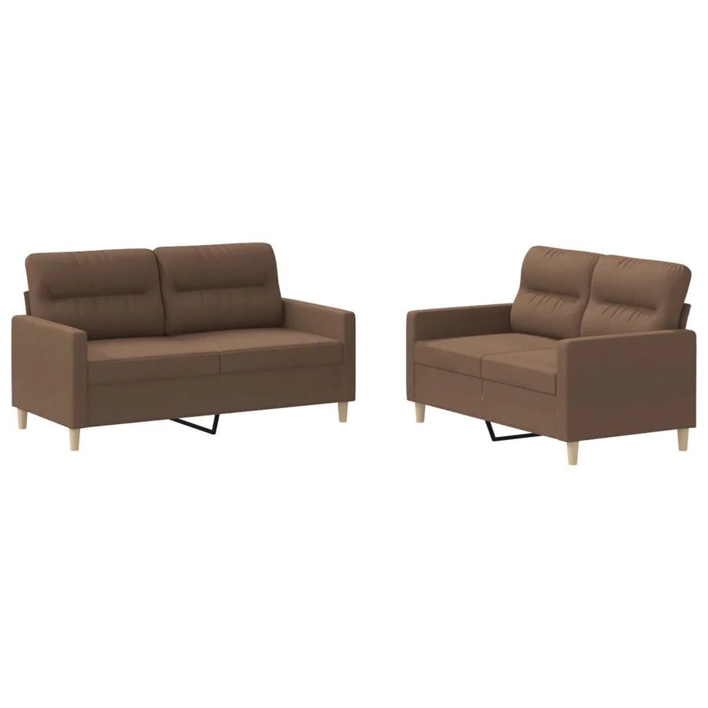 Set di Divani 2 pz con Cuscini Marrone in Tessuto 3201571