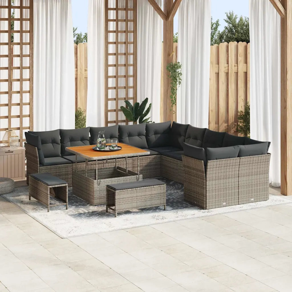 Set Divano da Giardino 13 pcs Grigio polyrattan