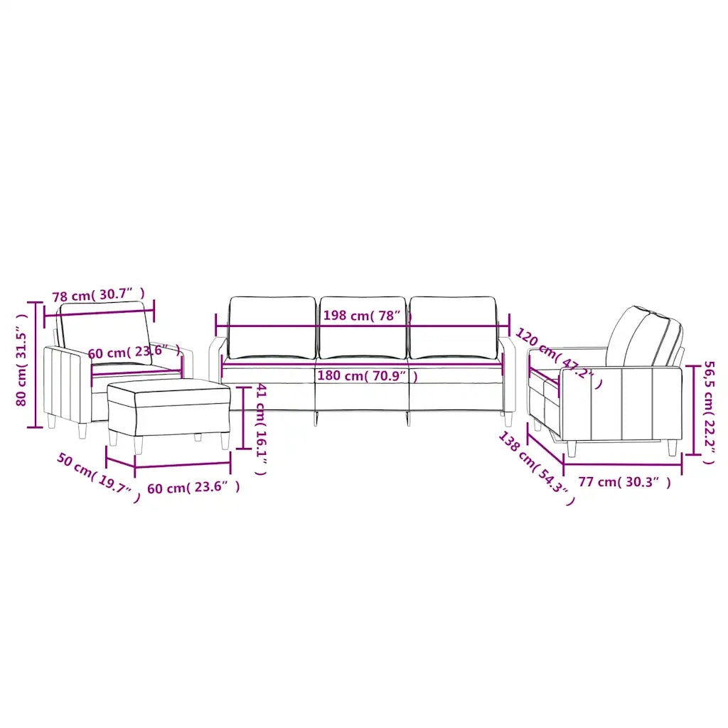 Set di Divani 4 pz con Cuscini Blu in Velluto 3201495
