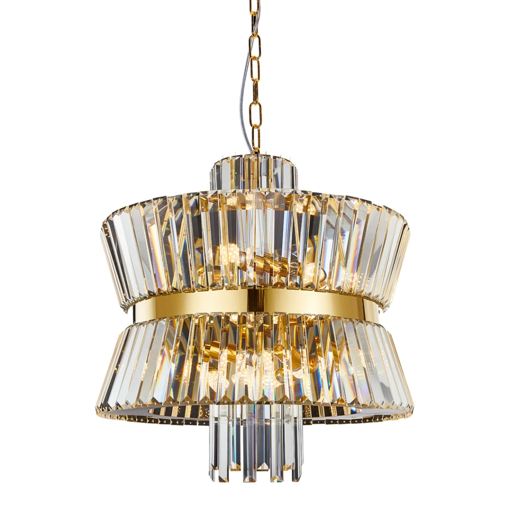 Lampadario in cristallo glamour oro Aurelia 12xE14 Milagro