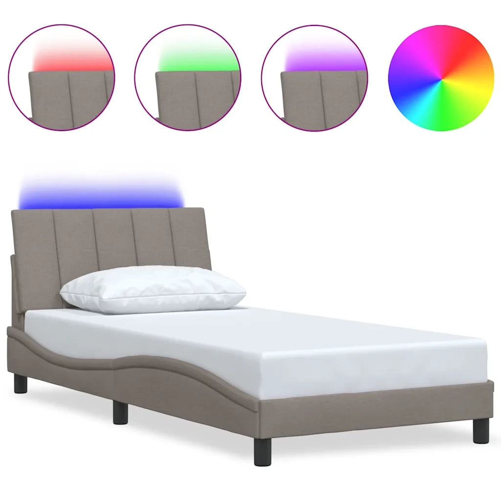 Giroletto senza Materasso-Struttura Letto Hanko Tortora 100x200 cm in Tessuto 530202