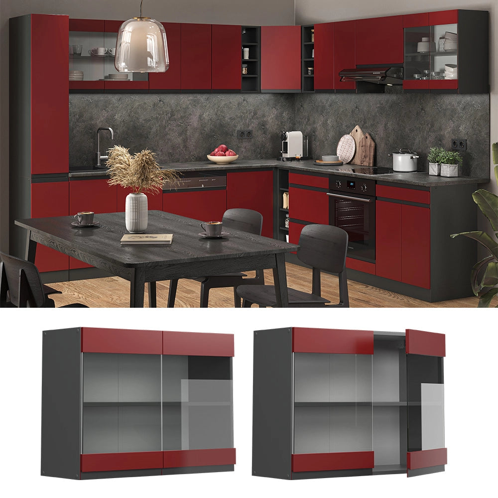 Vicco Mobile alto Rosso 80 cm Forma a J