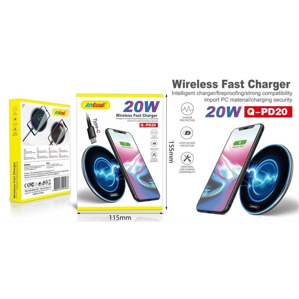 Trade Shop - Caricatore Wireless Pad Di Ricarica Rapida 20w Accessorio Per Smartphone Q-pd20 -