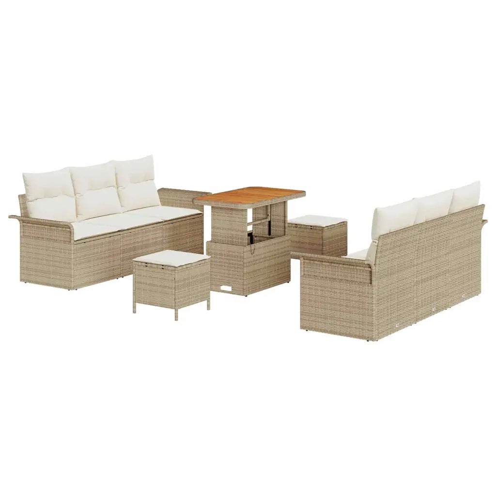 Set Divano da Giardino con cuscino 9 pcs Beige e Crema 3364041