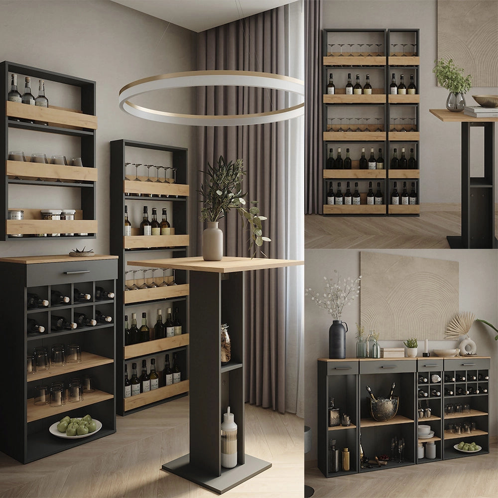 Vicco Tavolo da bar Antracite/bianco 75 x 75 cm