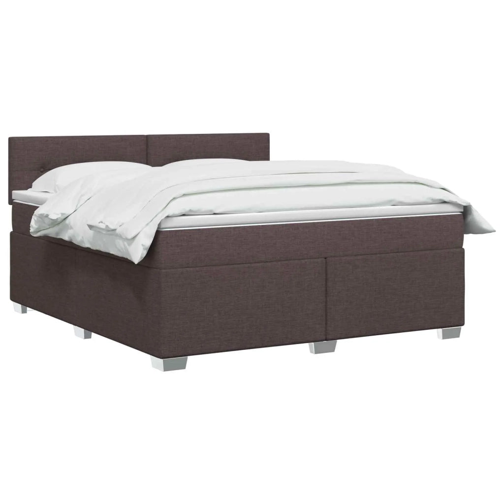 Letto con Box Spring, Materasso e LED Marrone Scuro Tessuto 3451983