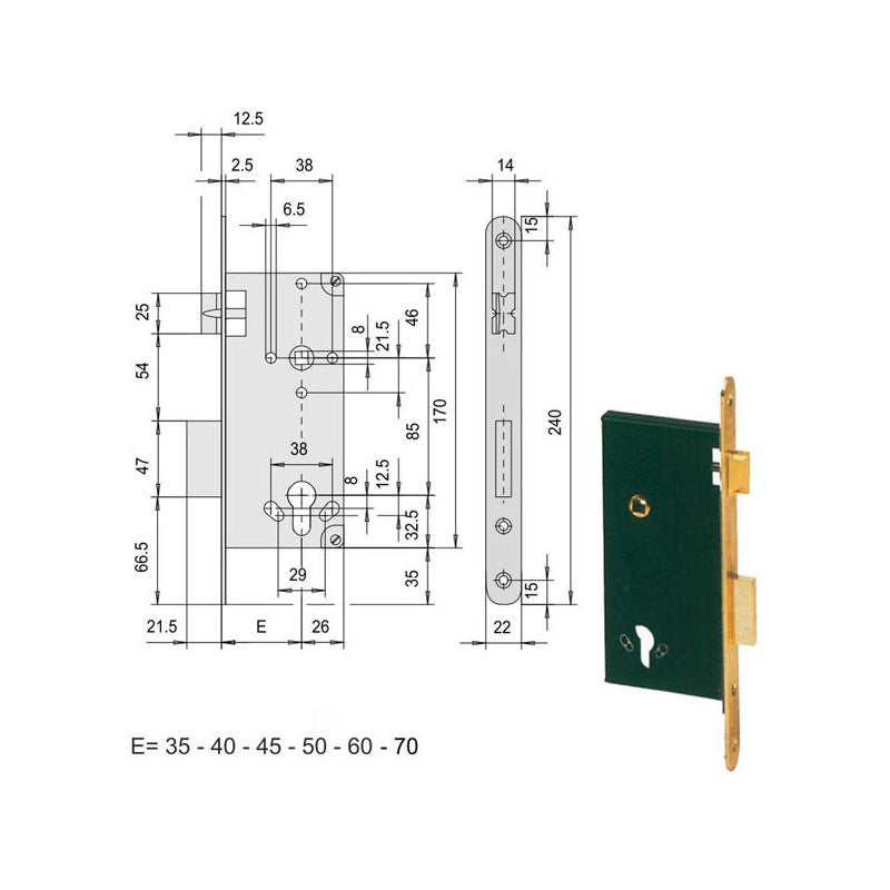 Serratura Infilare Legno 5C631-45-0 Cisa