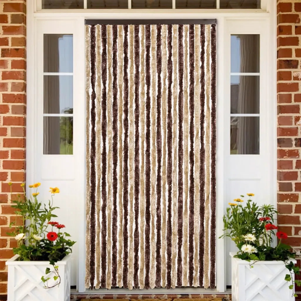 Tenda Antimosche-Zanzariera Beige e Marrone Chiaro 100x200 cm in Ciniglia