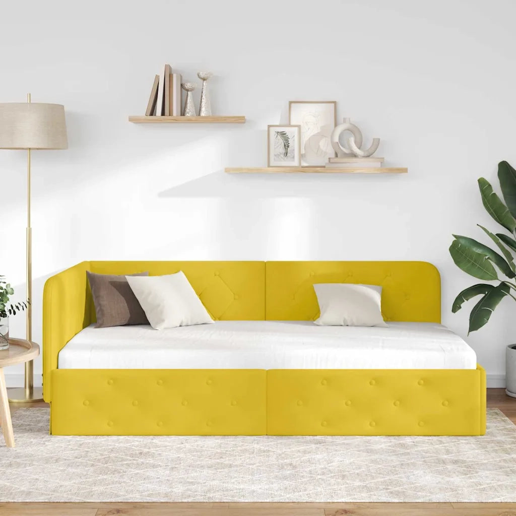 Cornice del letto ad angolo Giallo 90 x 190 cm Velluto 42016529