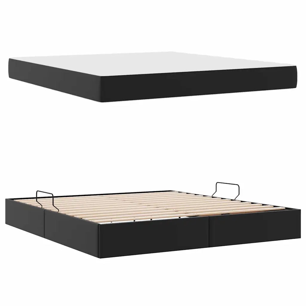 Letto con contenitore e materasso 2 pcs Nero Pelle 3399616