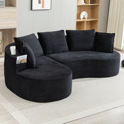 DIVANO Curvo 250x152x82 cm Velluto a coste Nero