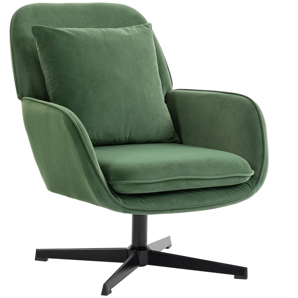 Poltrona Girevole con Cuscino ¨C Xylo ¨C Tessuto Velluto Verde