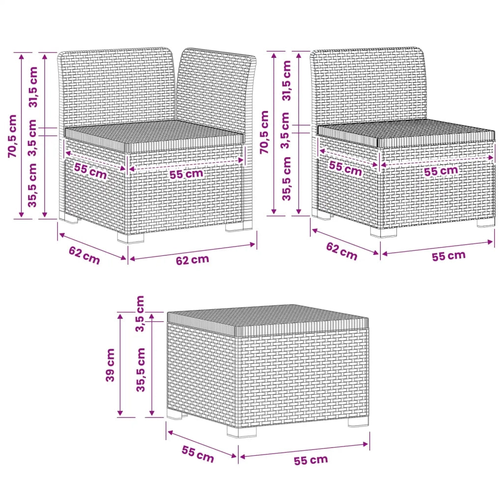 Divano da esterno-Divano da Giardino 4 posti aspetto rattan PP Grigio Chiaro